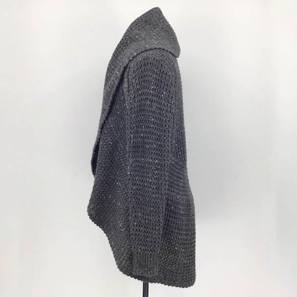 Minkas Grey Knit Circular Open Cardigan, Small - Picture 6 of 16